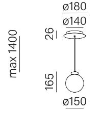 Masszeichnung Modern Ball simple midi Pendel 01